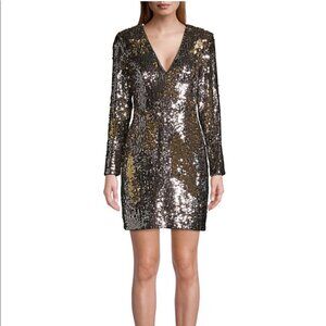 Aidan Mattox Long-sleeve Sequin Mini Dress